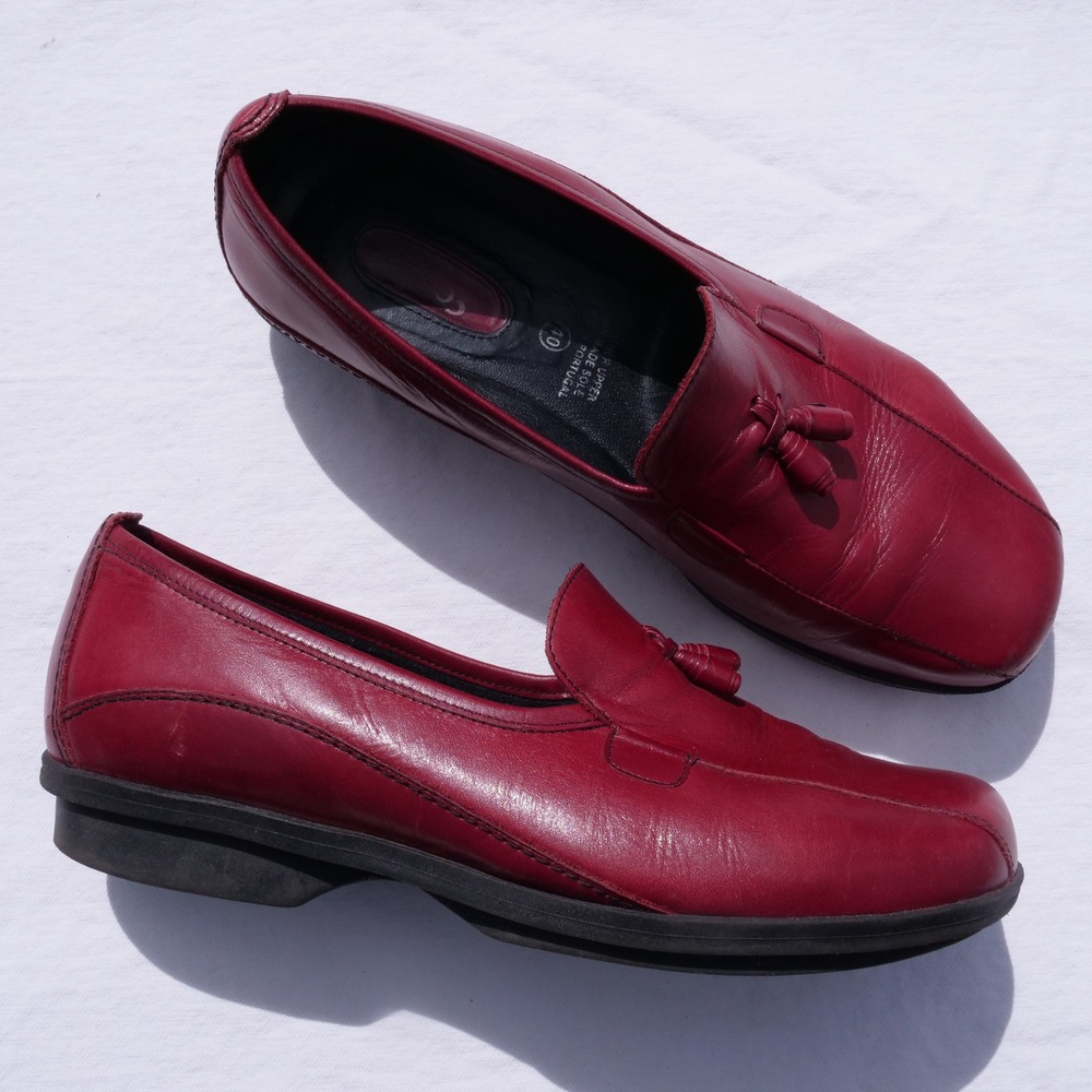Preowned 1803 handmade in‎ Portugal red leather comfort shoes